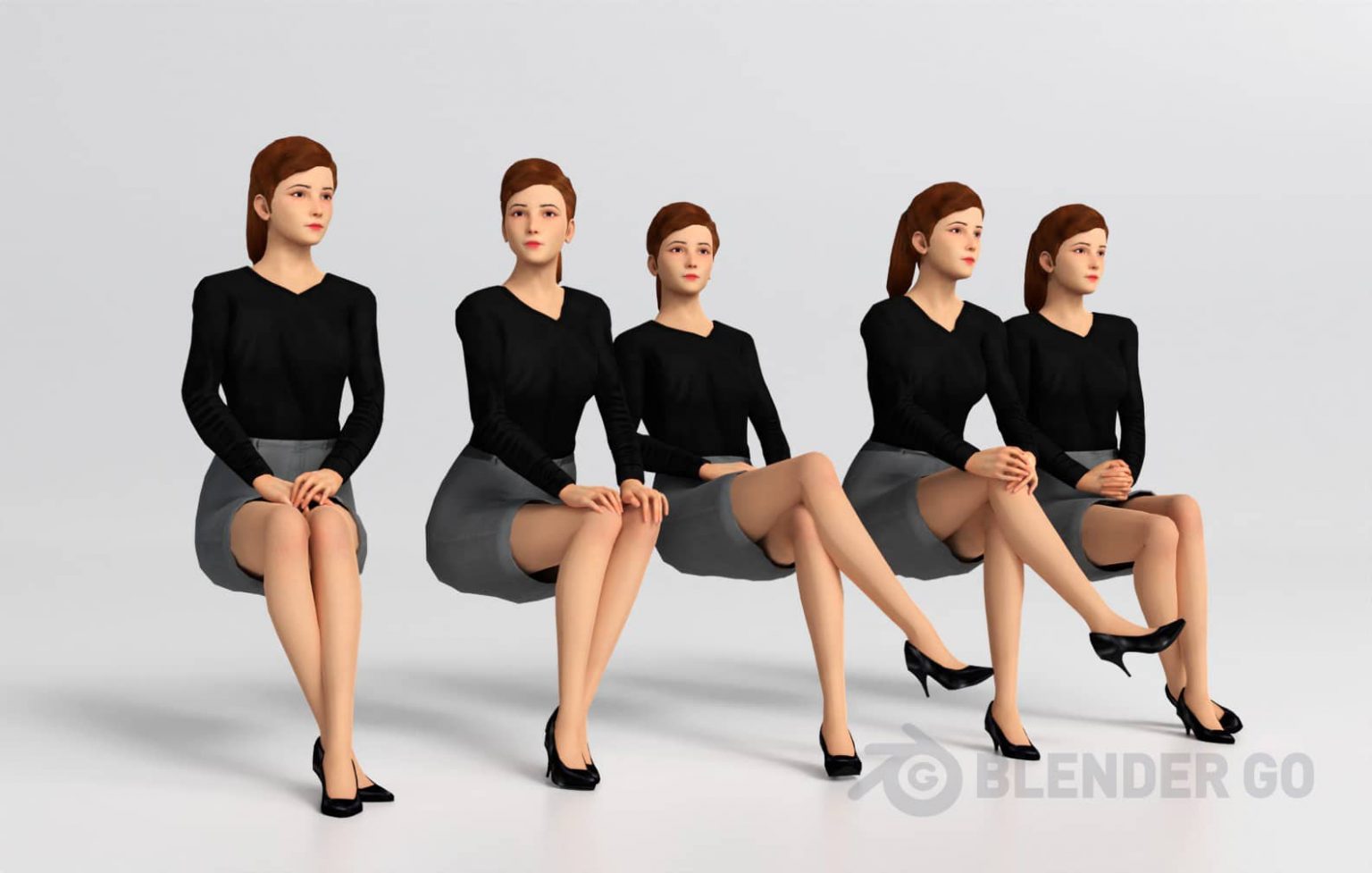 10a现代女性坐姿人物su草图模型下载-【集简空间】「每日更新」