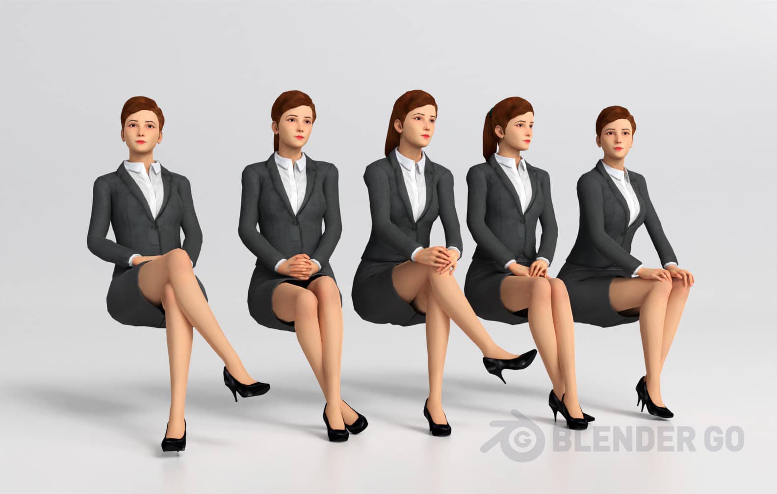 现代坐姿女人，人物3d模型下载-【集简空间】「每日更新」